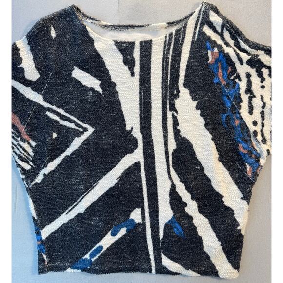 Mother Denim Black White Abstract Sweater Pullover Sweatshirt Cut Medium - Picture 6 of 11